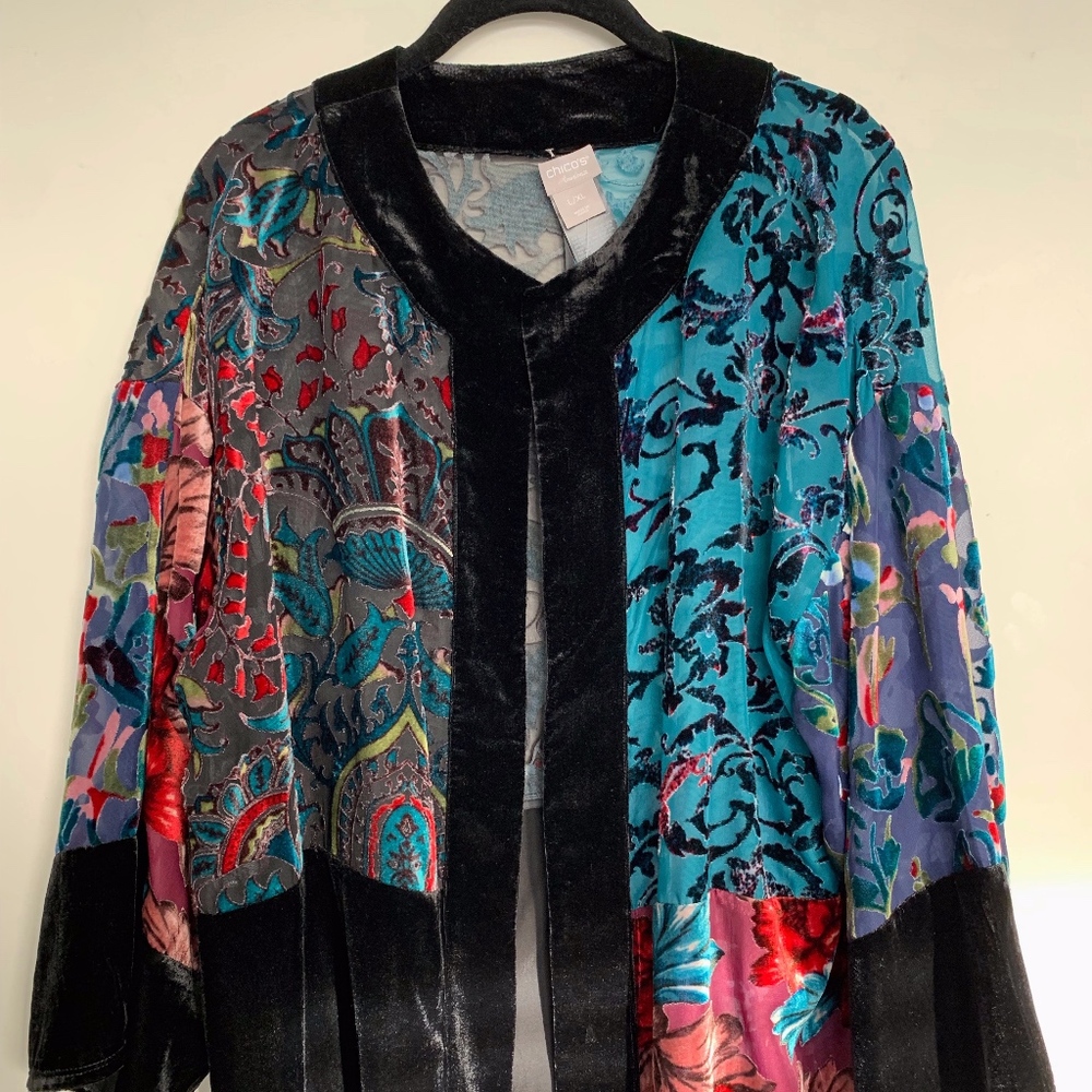 Chico's Traveler's Velvet Burnout Kimono